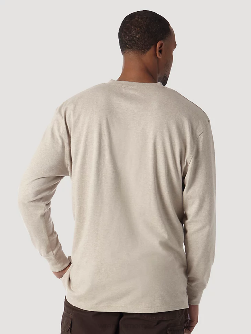 klær nei Wrangler menn riggs arbeidsklær langermet solid henley havregrynlyng (3w750oh) 8V40289
