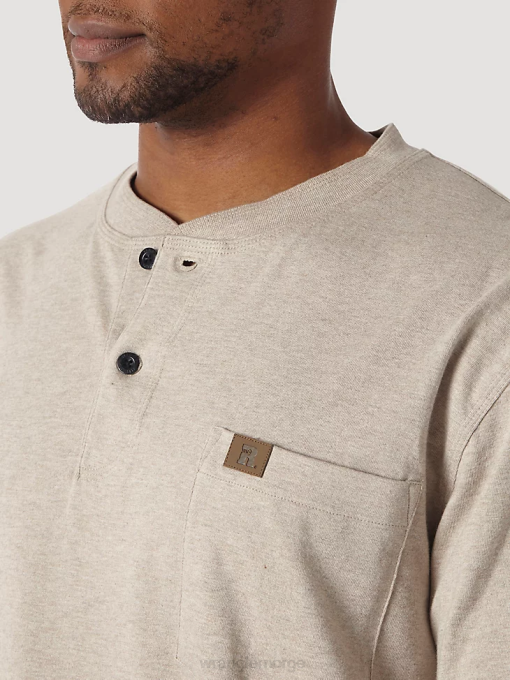 klær nei Wrangler menn riggs arbeidsklær langermet solid henley havregrynlyng (3w750oh) 8V40289