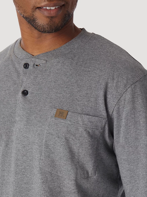 klær nei Wrangler menn riggs arbeidsklær langermet solid henley koksgrå (3w750ch) 8V40288