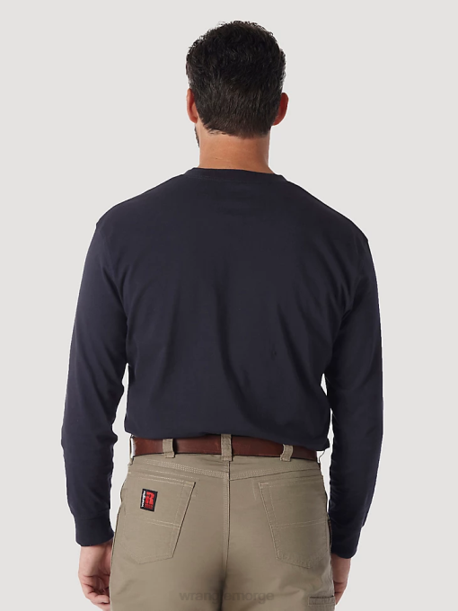 klær nei Wrangler menn riggs arbeidsklær langermet solid henley marine (3w750nv) 8V40287