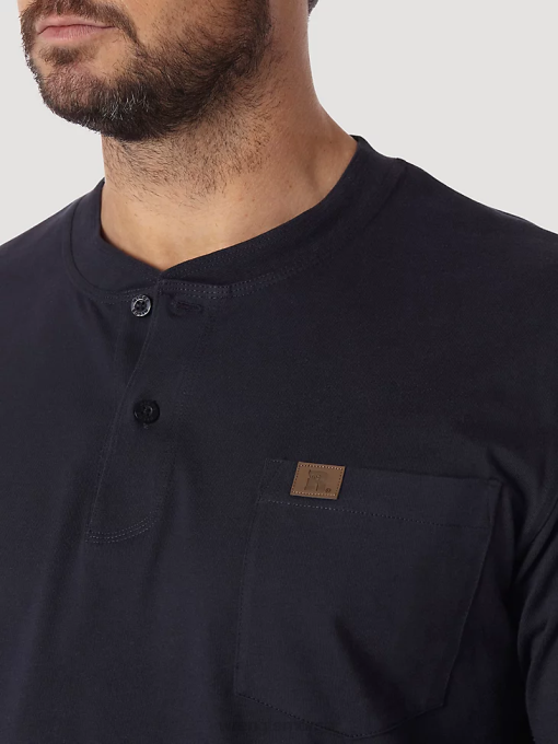 klær nei Wrangler menn riggs arbeidsklær langermet solid henley marine (3w750nv) 8V40287