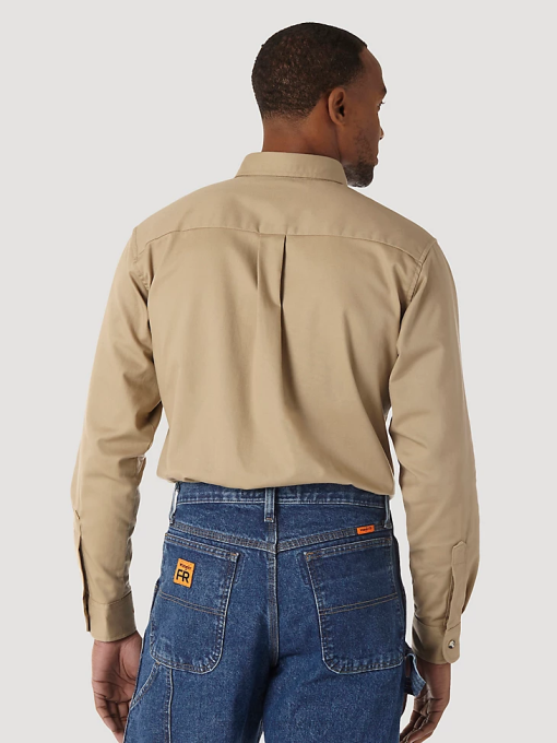 klær nei Wrangler menn riggs arbeidstøy fr flammesikker arbeidsskjorte khaki (fr3w5kh) 8V40405