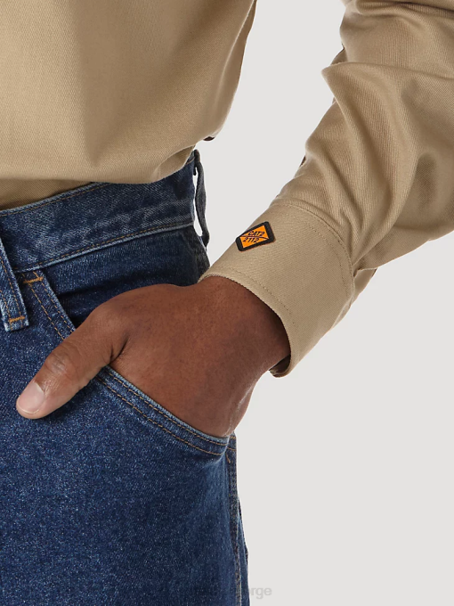 klær nei Wrangler menn riggs arbeidstøy fr flammesikker arbeidsskjorte khaki (fr3w5kh) 8V40405