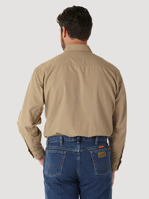 klær nei Wrangler menn riggs arbeidstøy fr flammesikker twill solid arbeidsskjorte khaki (fr3w01k) 8V40403