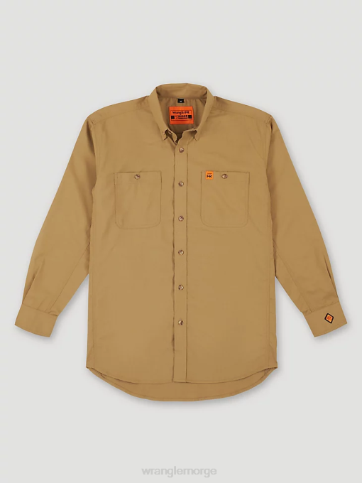 klær nei Wrangler menn riggs arbeidstøy fr flammesikker twill solid arbeidsskjorte khaki (fr3w01k) 8V40403