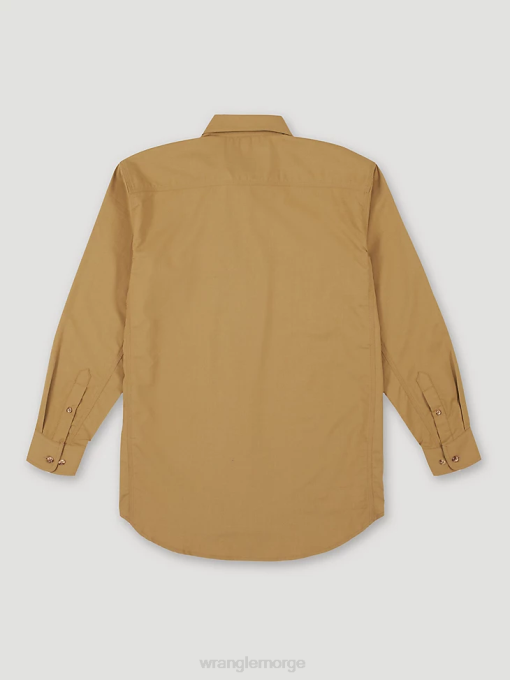 klær nei Wrangler menn riggs arbeidstøy fr flammesikker twill solid arbeidsskjorte khaki (fr3w01k) 8V40403