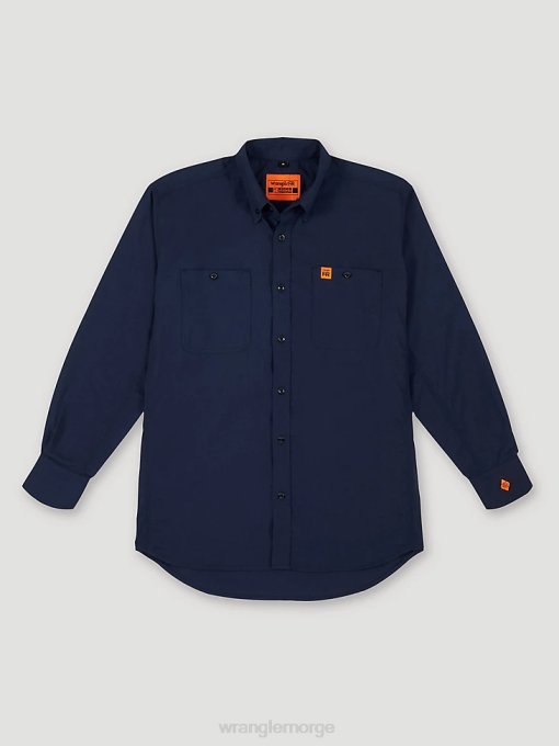 klær nei Wrangler menn riggs arbeidstøy fr flammesikker twill solid arbeidsskjorte marine (fr3w01n) 8V40402
