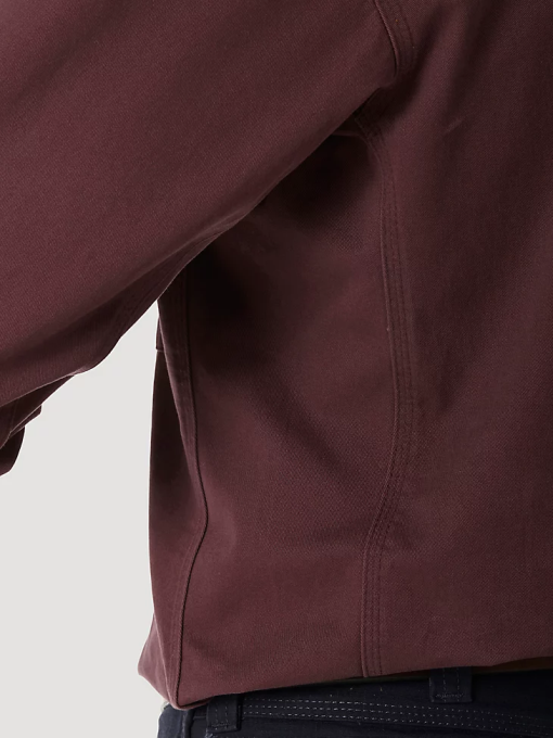 klær nei Wrangler menn riggs arbeidstøy langermet knapp ned solid twill arbeidsskjorte burgunder (3w501bg) 8V40352