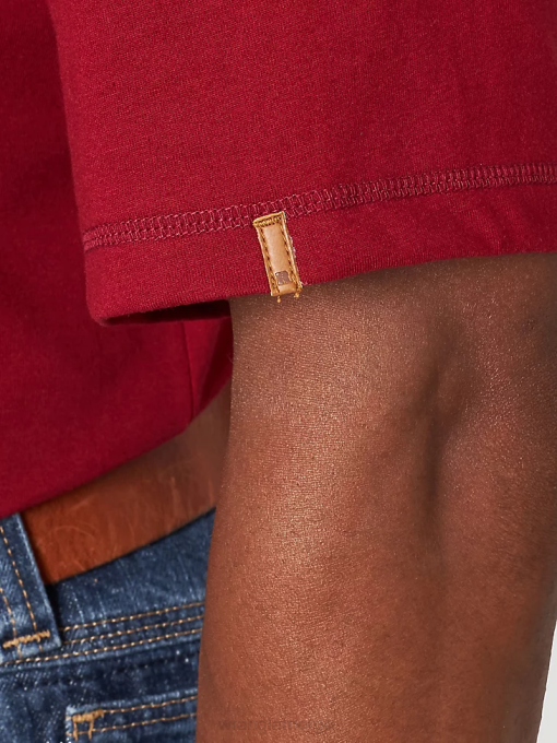 klær nei Wrangler menn riggs workwear kortermet 1 lomme ytelse t-skjorte ripsrød (3w701cr) 8V40276