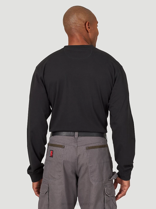 klær nei Wrangler menn riggs workwear langermet 1 lomme ytelse t-skjorte svart (3w702bk) 8V40284