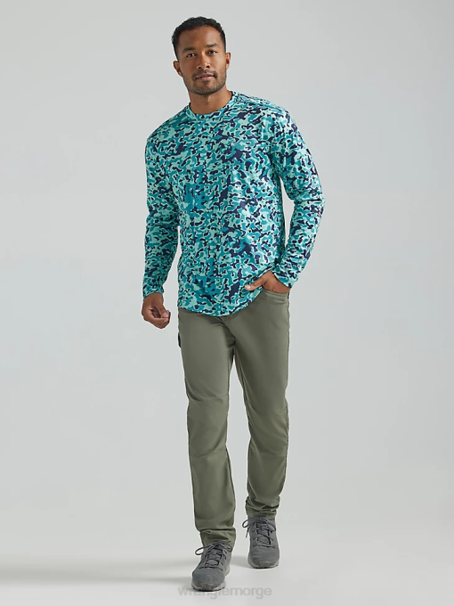 klær nei Wrangler menn riggs workwear langermet lomme t-skjorte burgunder (3w710bg) 8V40274