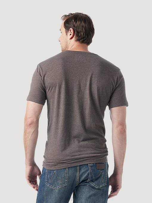 klær nei Wrangler menn riggs workwear langermet lomme t-skjorte burgunder (3w710bg) 8V40274