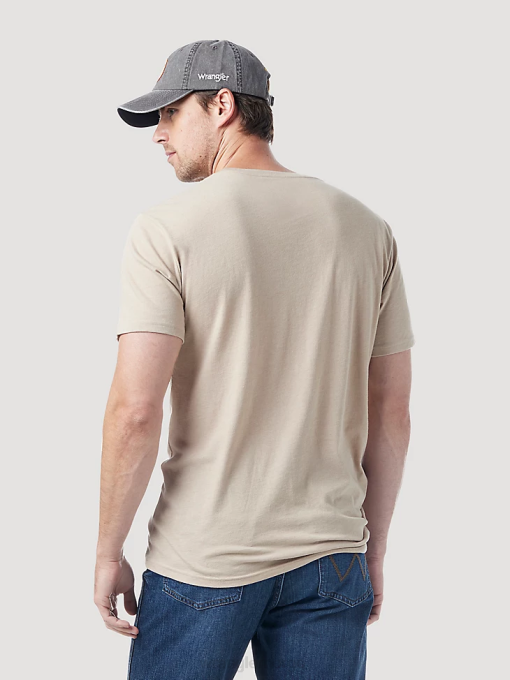 klær nei Wrangler menn riggs workwear langermet lomme t-skjorte burgunder (3w710bg) 8V40274