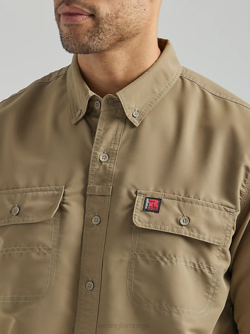klær nei Wrangler menn riggs workwear lett arbeidsskjorte mørk khaki (112325420) 8V40348