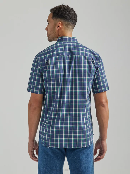 klær nei Wrangler menn riggs workwear rutete arbeidsskjorte blått havgrønt (112325151) 8V40671