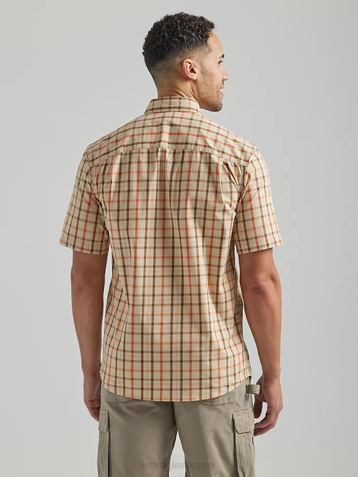 klær nei Wrangler menn riggs workwear rutete arbeidsskjorte khaki gul (112325418) 8V40673