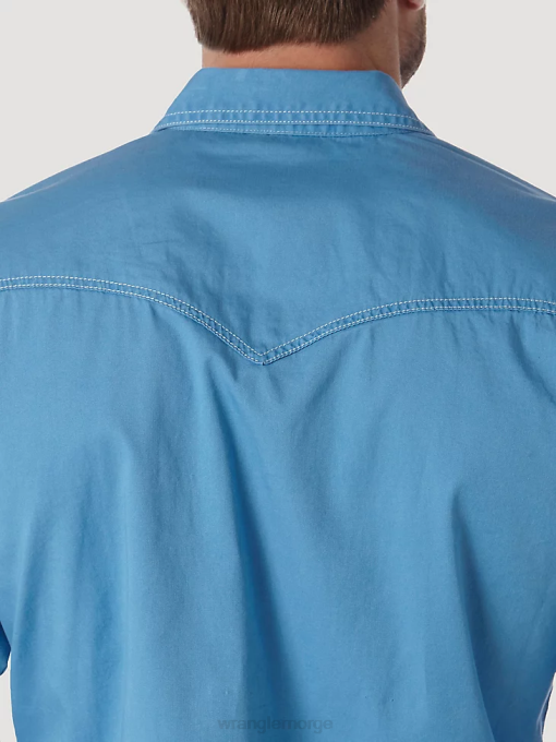 klær nei Wrangler menn vestlig skjorte med to knapper i kontrastkant blå (mvr507j) 8V40438