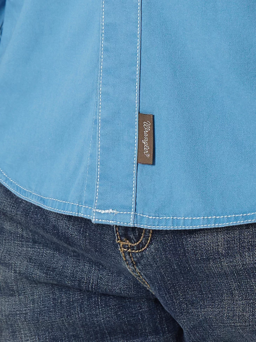klær nei Wrangler menn vestlig skjorte med to knapper i kontrastkant blå (mvr507j) 8V40438