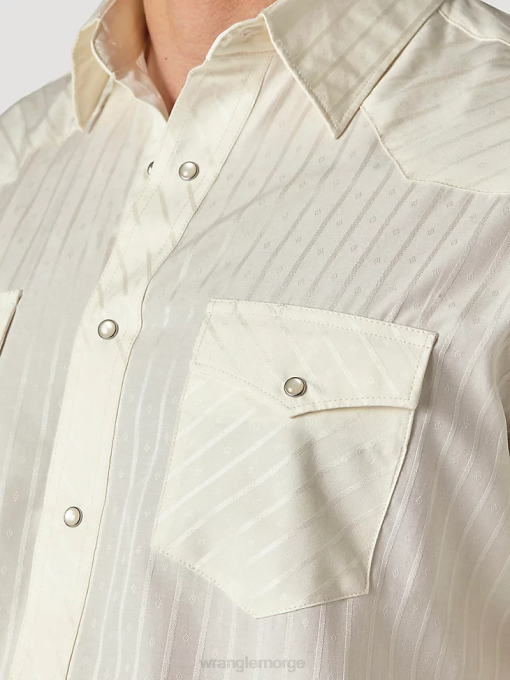 klær nei Wrangler menn western langermet western snap dobby stripe skjorte (mørk) brun (lys) (75226tn) 8V40467